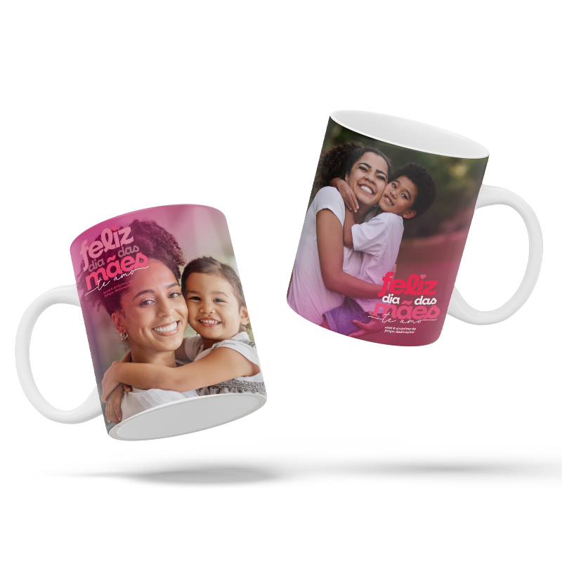 Caneca em cerâmica personalizada, capacidade 325ml.